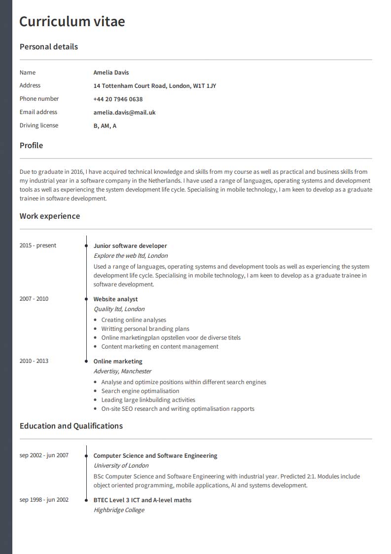 CV de Exemplo Gratuito