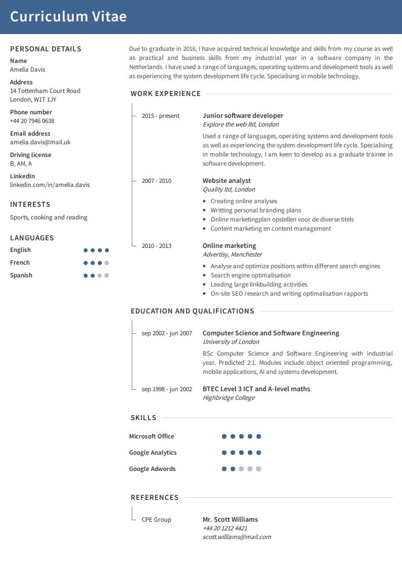 CV de Exemplo Gratuito