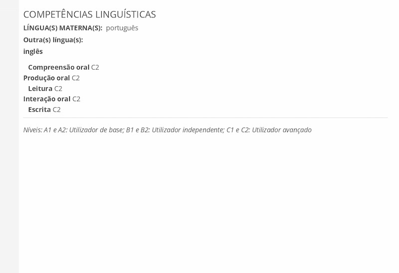 Exemplo de CV – Europass/a