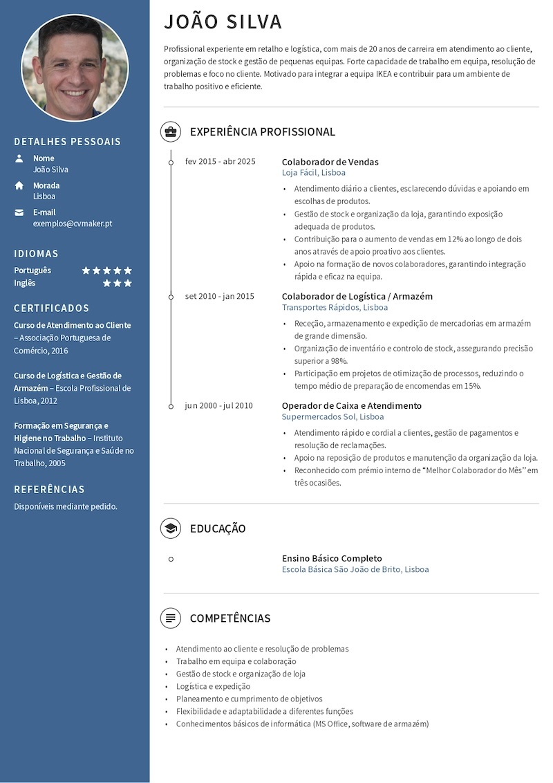 Exemplo de CV – Design