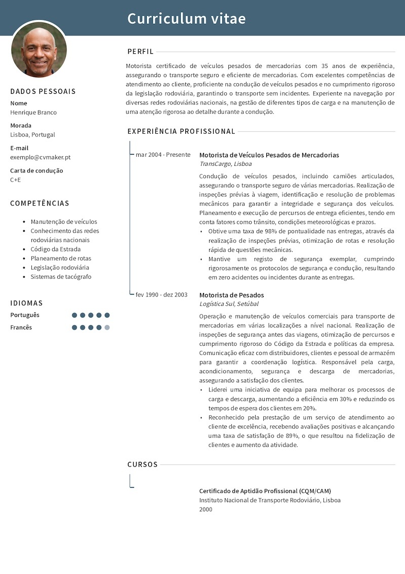 Exemplo de CV – Secretária